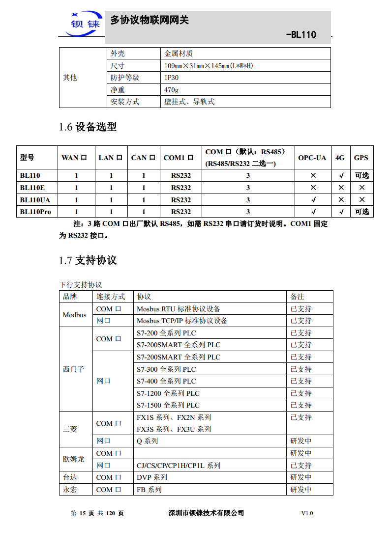 多协议物联网网关 BL110图片